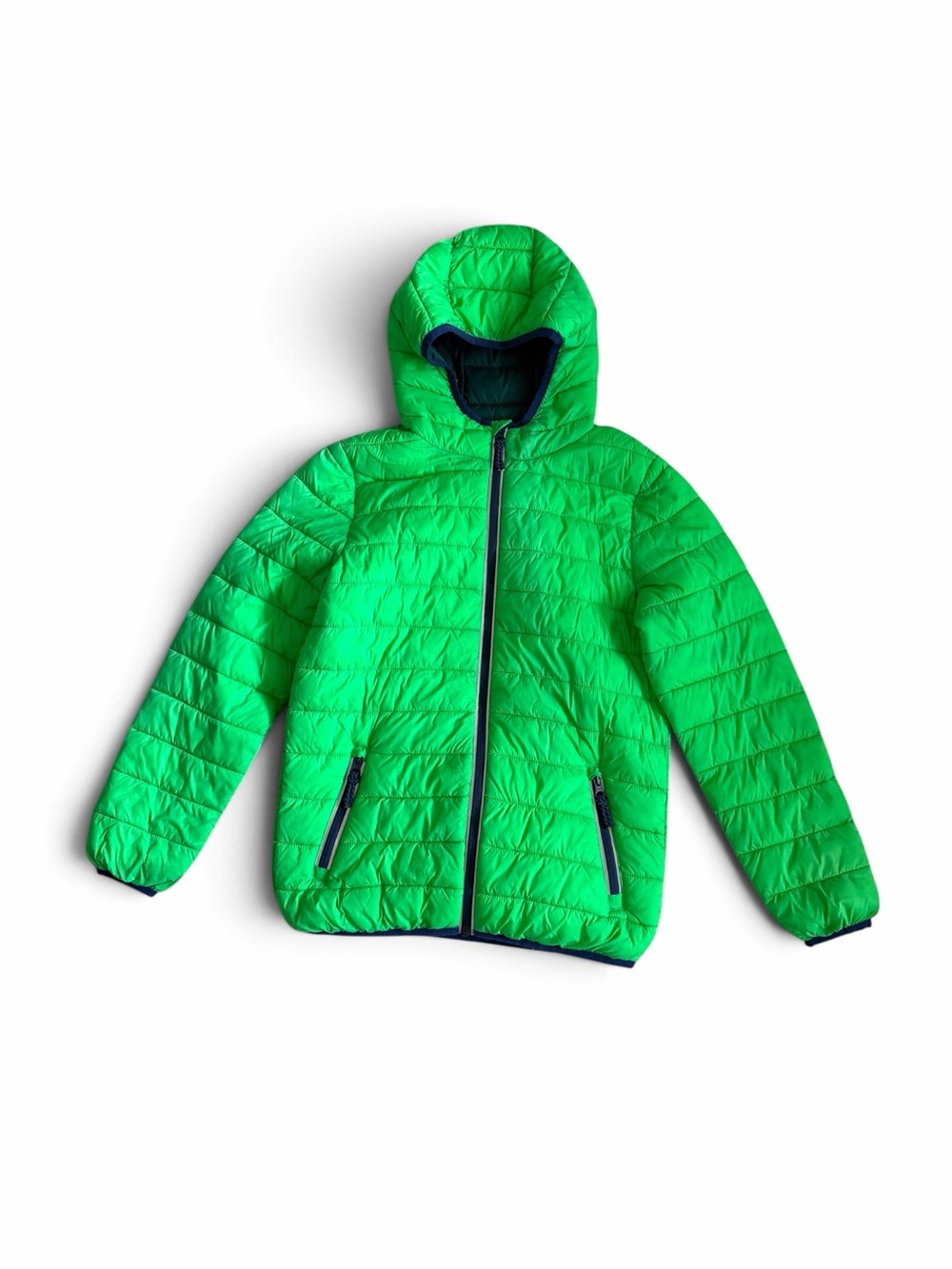Mini Boden Pack Away Solid Quilted Zip Up Hooded Jacket | 11/12Y